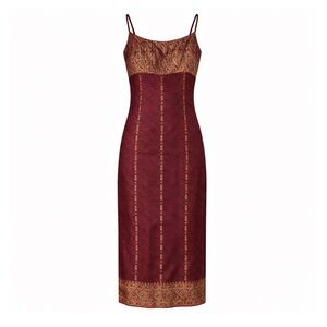 Silk Burgundy Midi Dress
